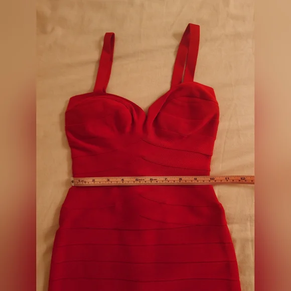 NWT Rio Red HERVE LEGER The MARIA Dress Icon Sculpted Bandage Midi Bodycon XXS - Picture 5 of 15